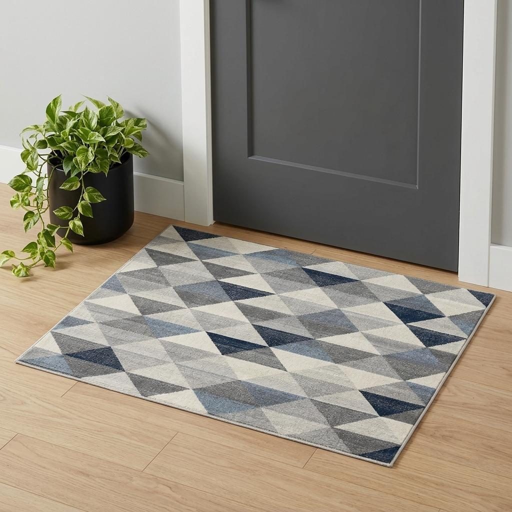 2′ X 3′ Navy Blue Geometric Diamond Area Rug