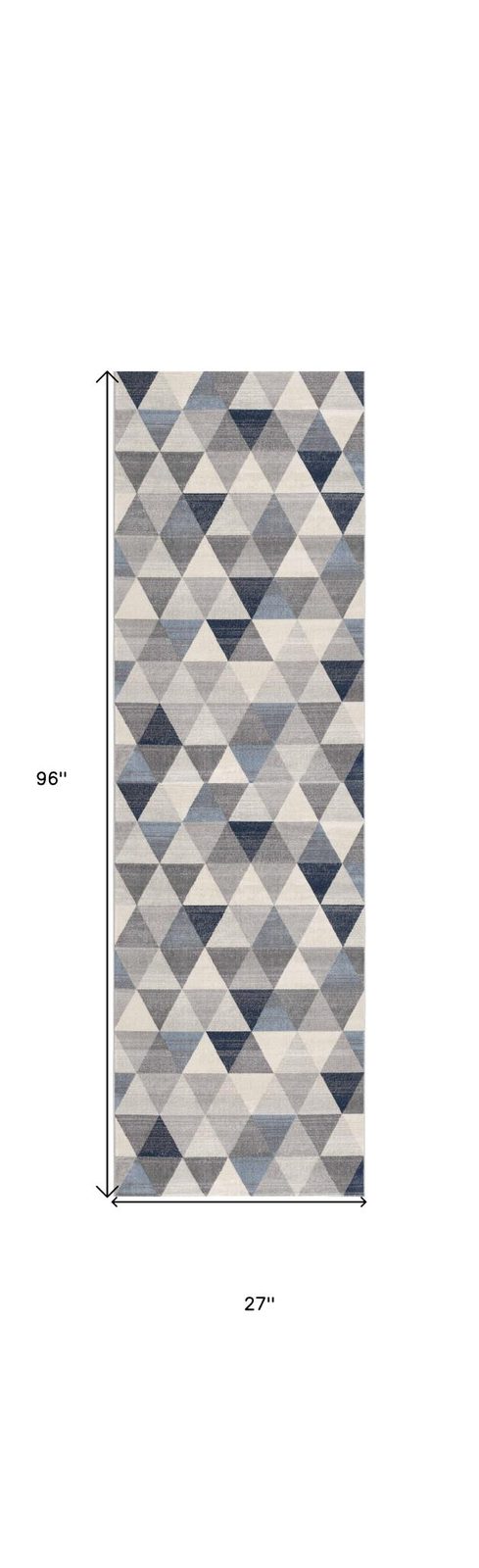 2′ X 8′ Navy Blue Geometric Diamond Runner