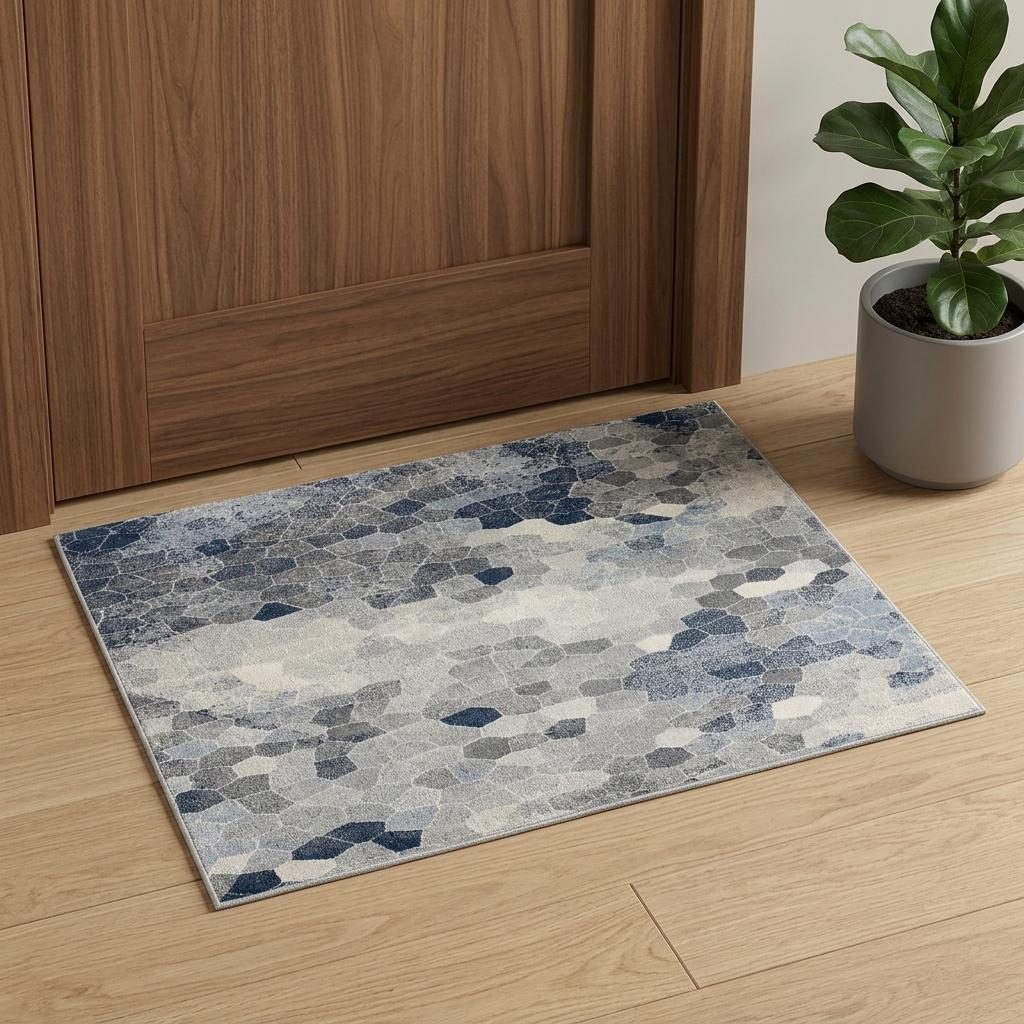 2′ X 3′ Navy Blue Cobblestone Pattern Area Rug