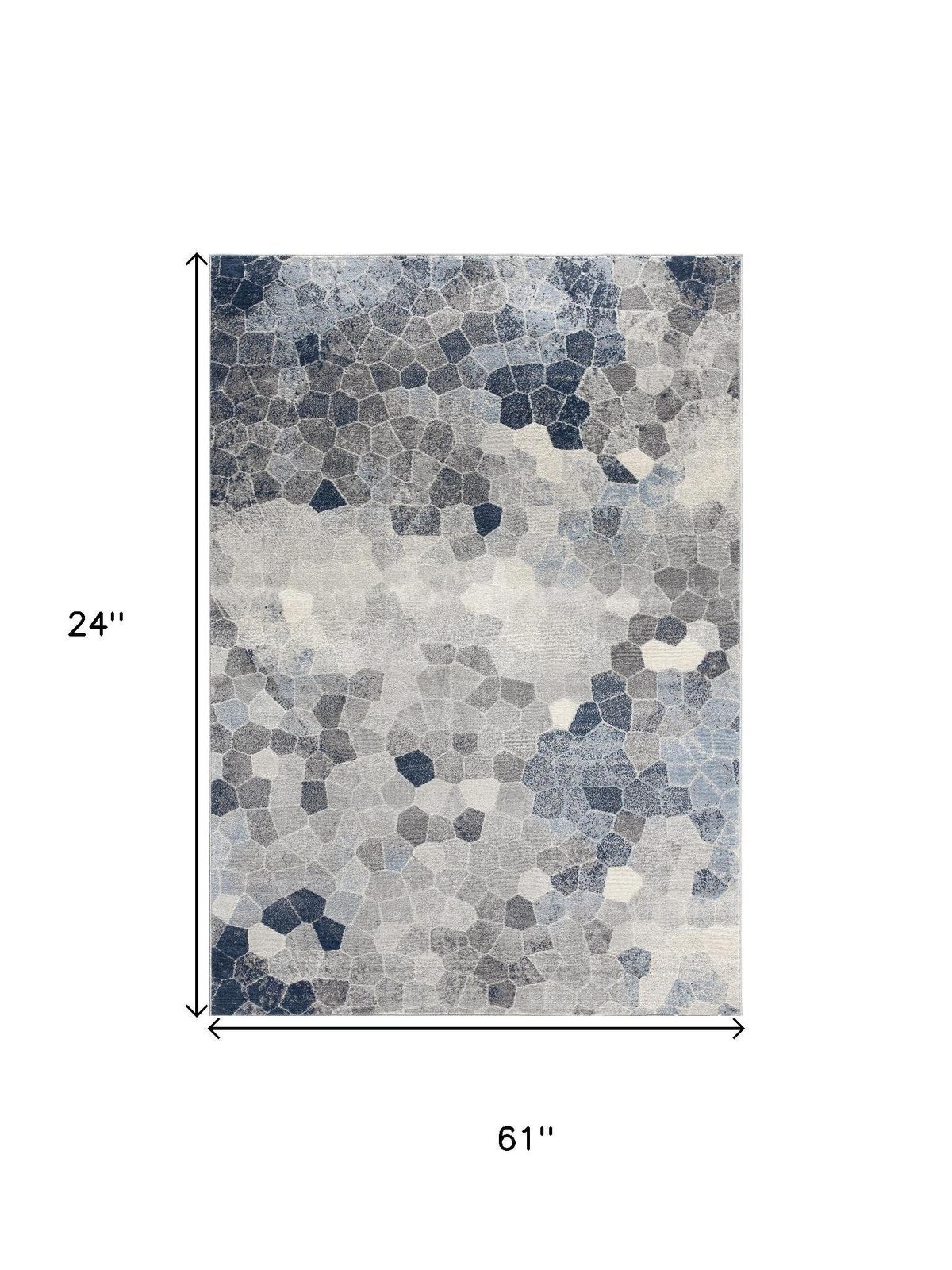 2′ X 5′ Navy Blue Cobblestone Pattern Area Rug