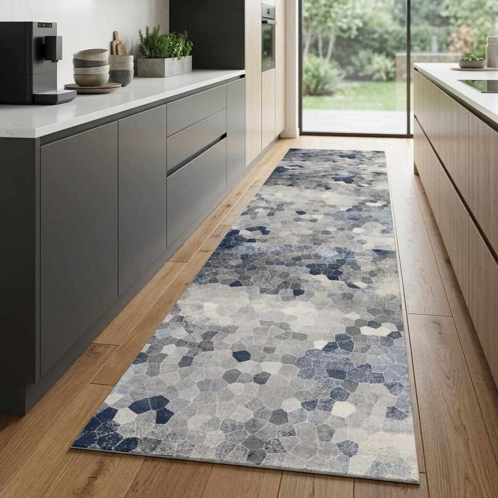 2′ X 8′ Navy Blue Cobblestone Pattern Runner