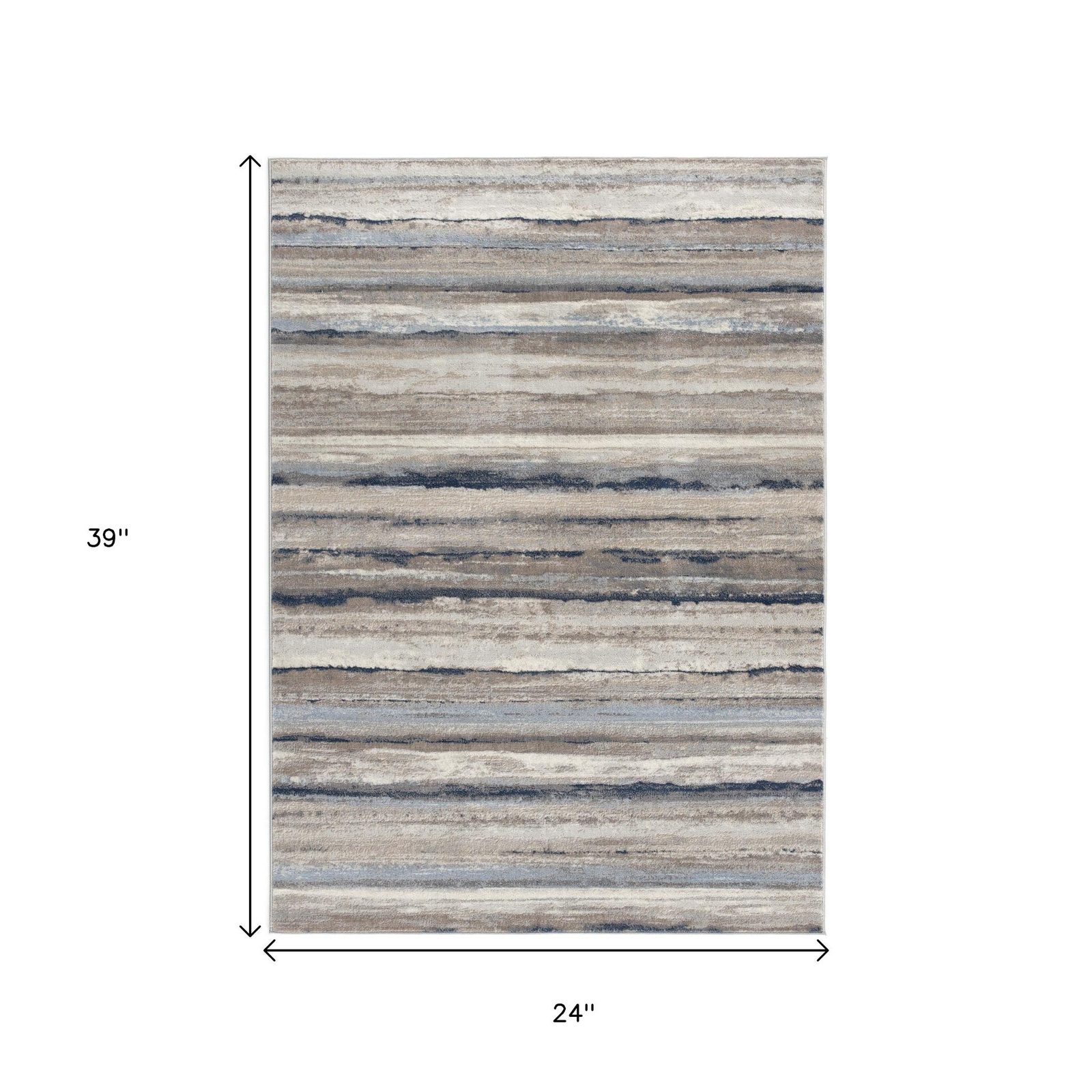 2′ X 3′ Blue And Beige Distressed Stripes Area Rug