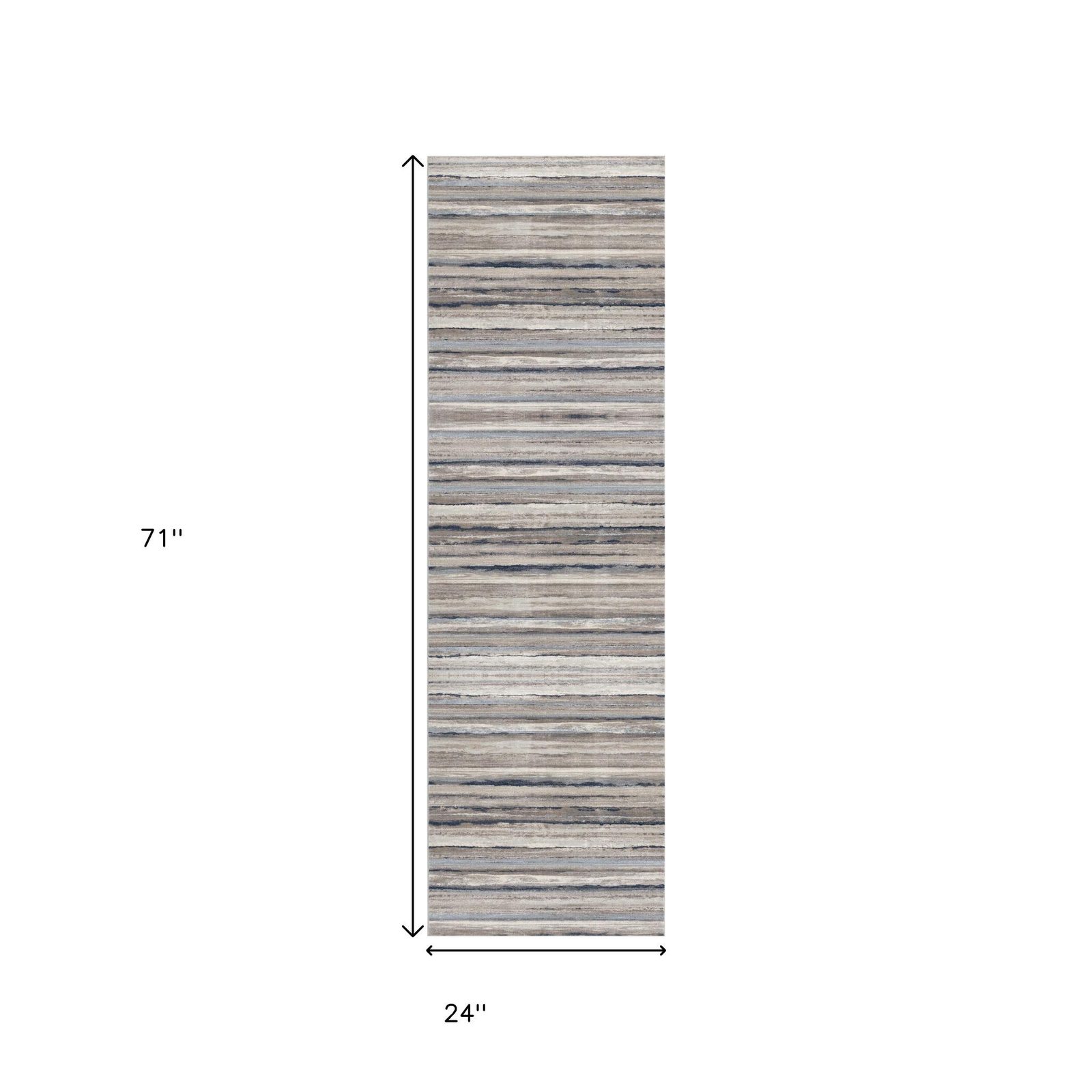 2′ X 6′ Blue And Beige Distressed Stripes Runner