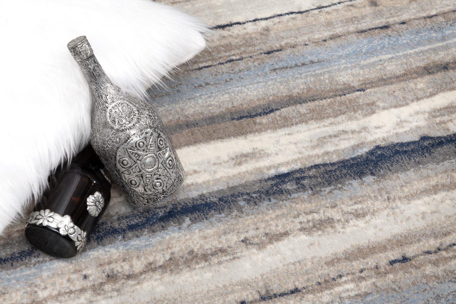 8′ Blue Striped Runner Rug