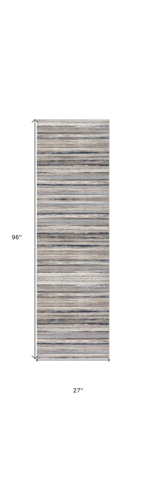 8′ Blue Striped Runner Rug