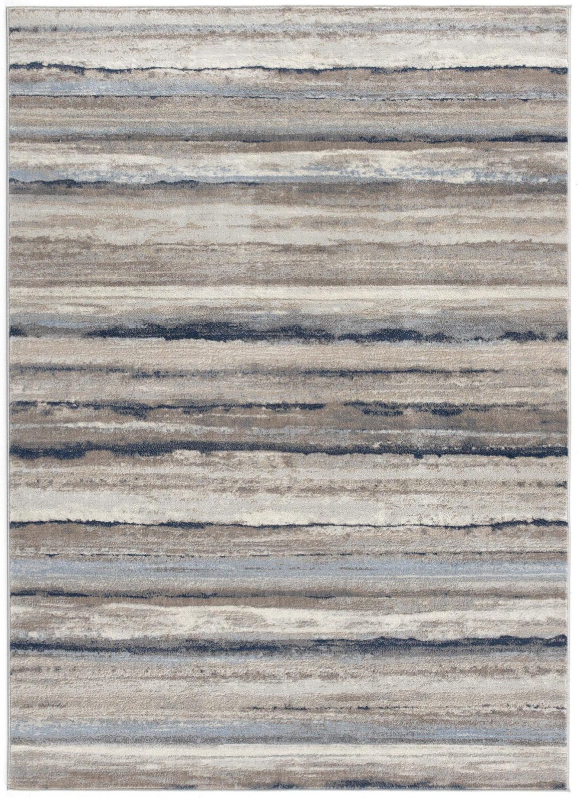 4′ X 6′ Blue And Beige Distressed Stripes Area Rug