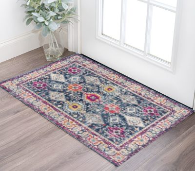 2′ X 4′ Blue and Ivory Oriental Area Rug