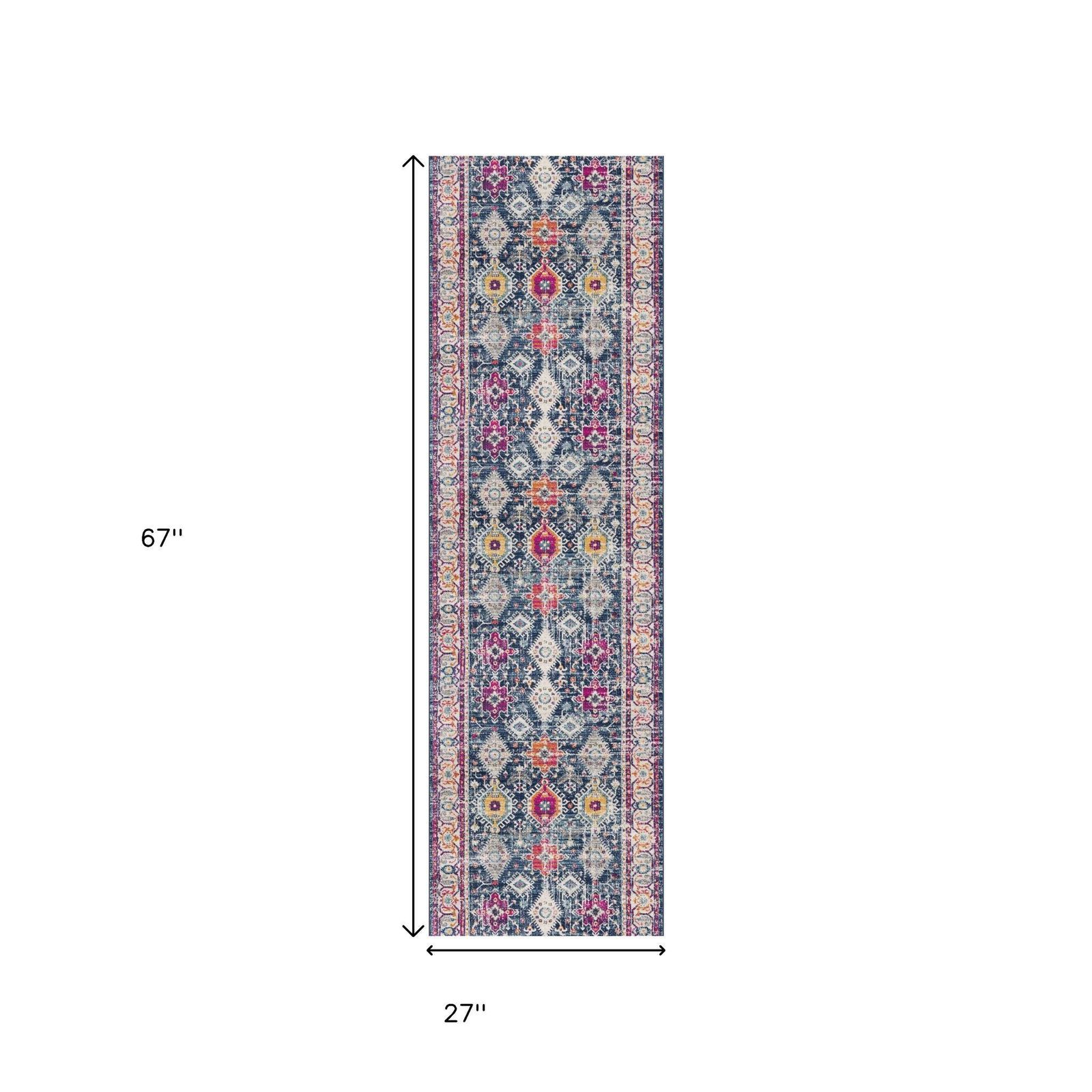 2′ X 6′ Navy Oriental Runner