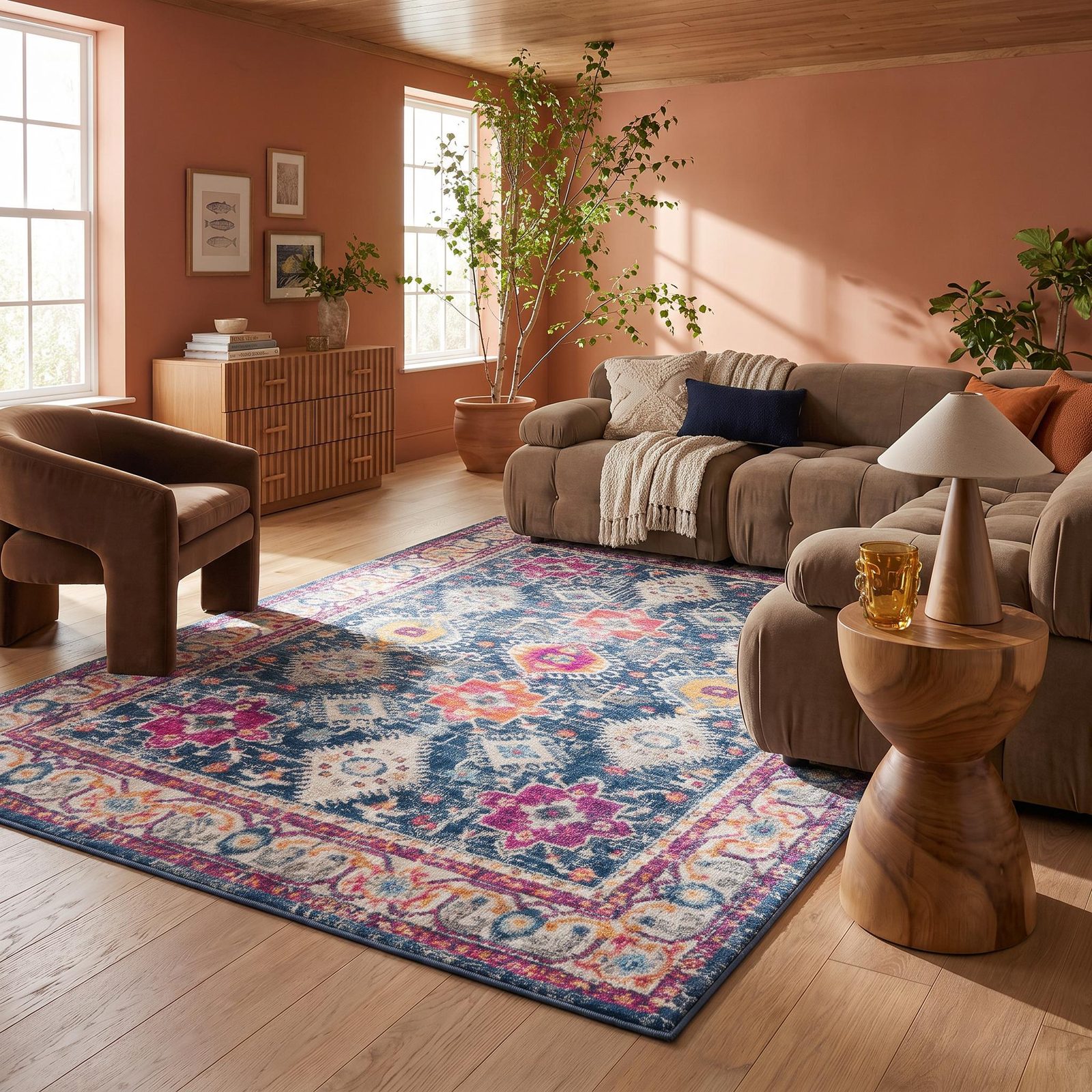 4′ X 6′ Blue and Ivory Oriental Area Rug