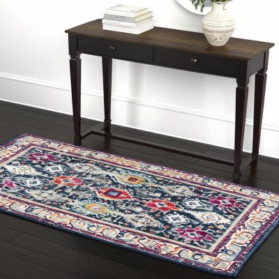 4′ X 6′ Blue and Ivory Oriental Area Rug