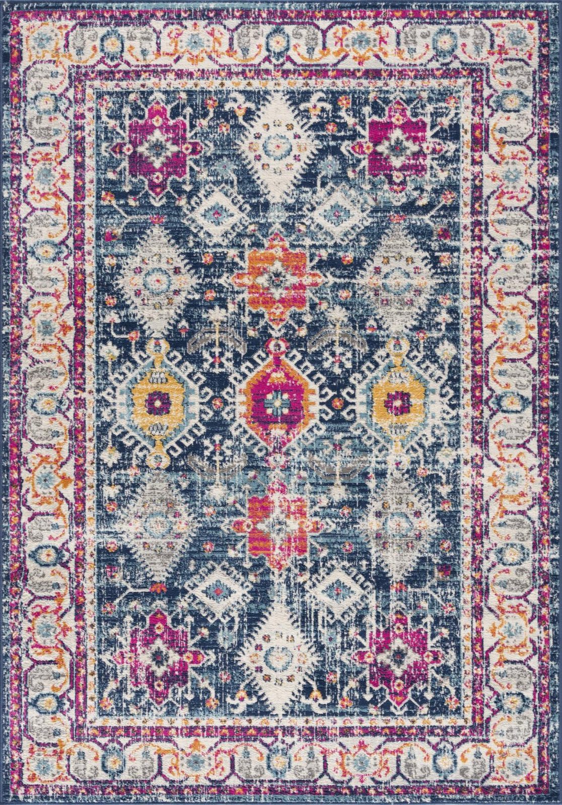5′ X 7′ Blue and Ivory Oriental Area Rug