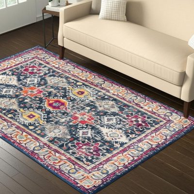 5′ X 7′ Blue and Ivory Oriental Area Rug