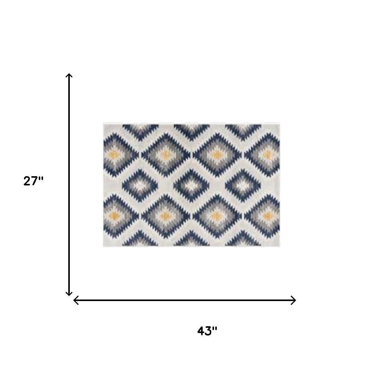 2′ X 4′ Blue Ikat Kilim Area Rug