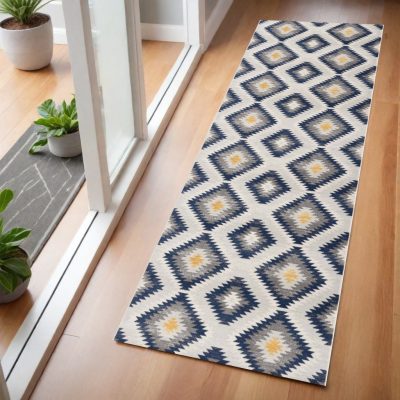 2′ X 5′ Blue Ikat Kilim Area Rug