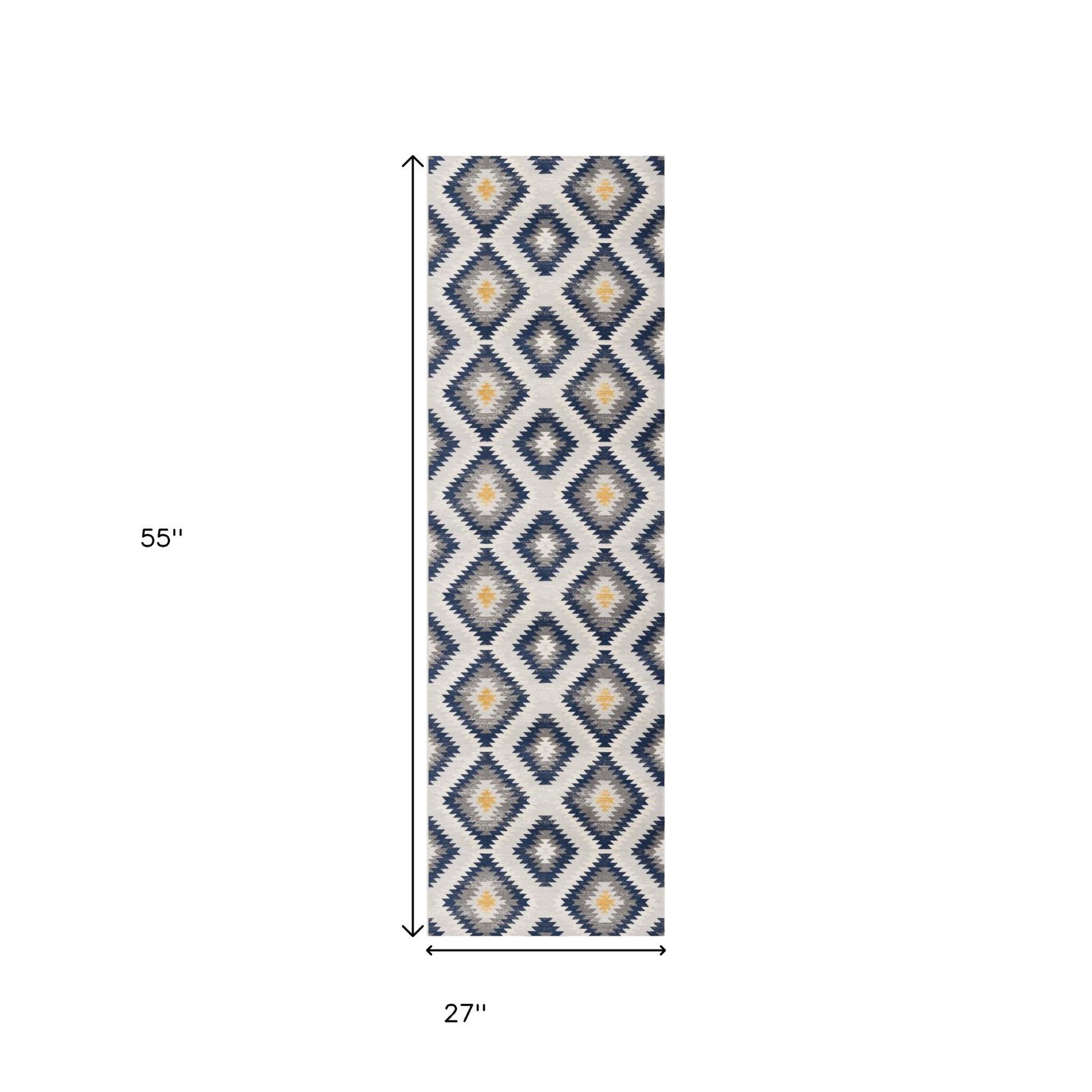 2′ X 5′ Blue Ikat Kilim Area Rug