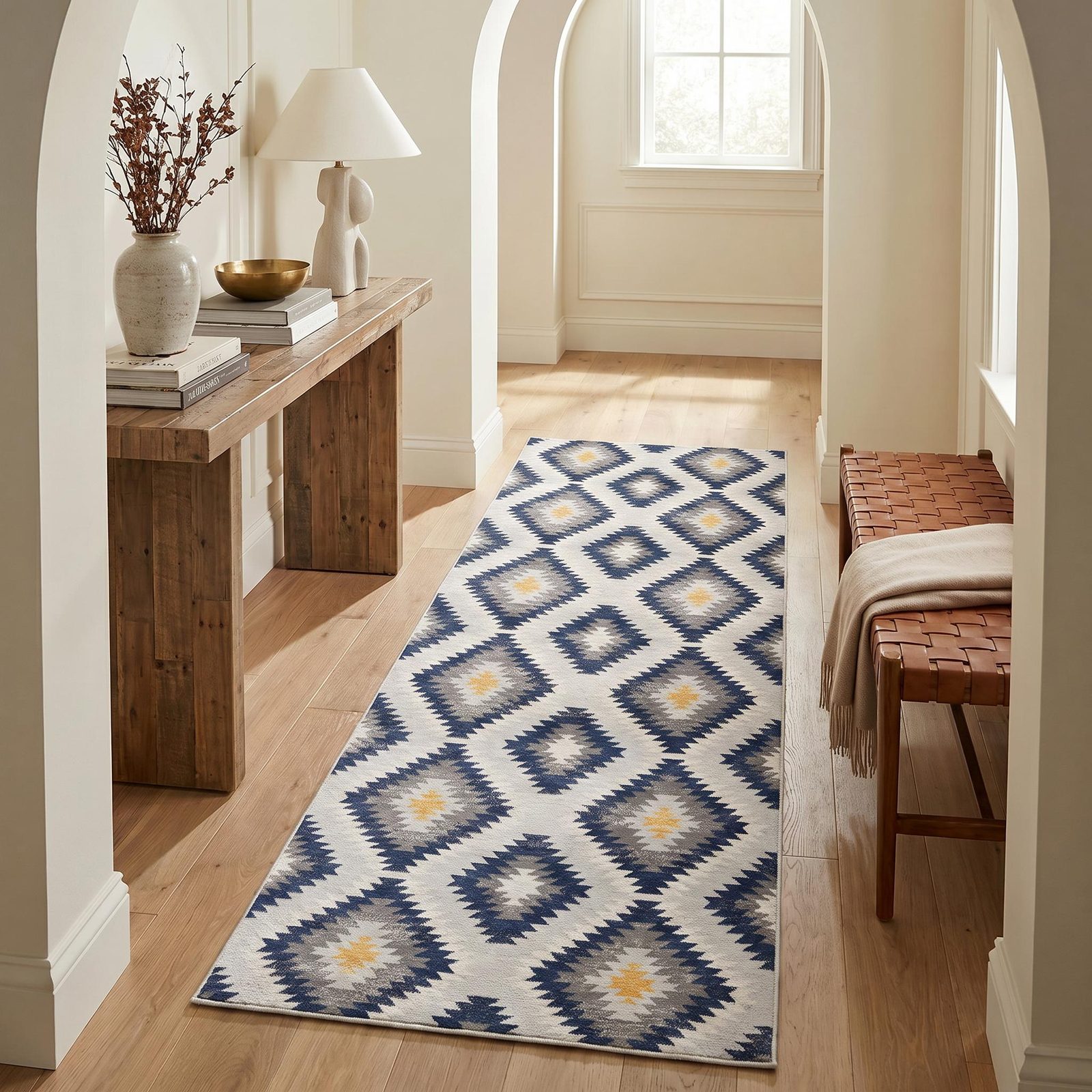2′ X 6′ Blue Ikat Kilim Area Rug