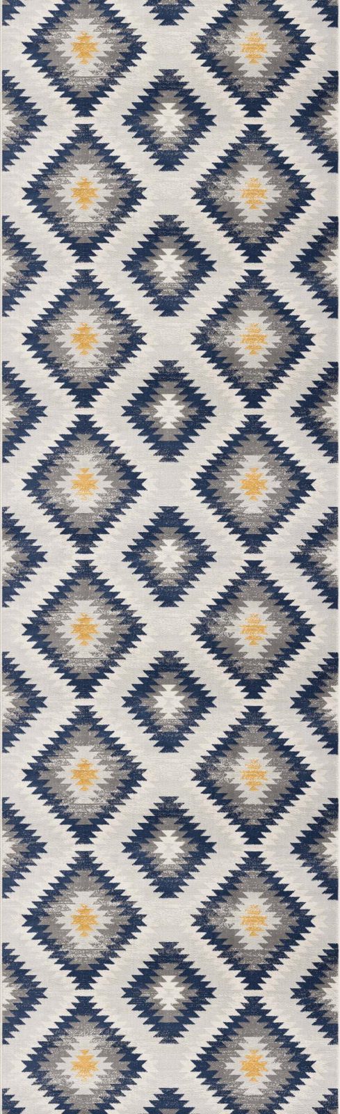 2′ X 6′ Blue Ikat Kilim Area Rug
