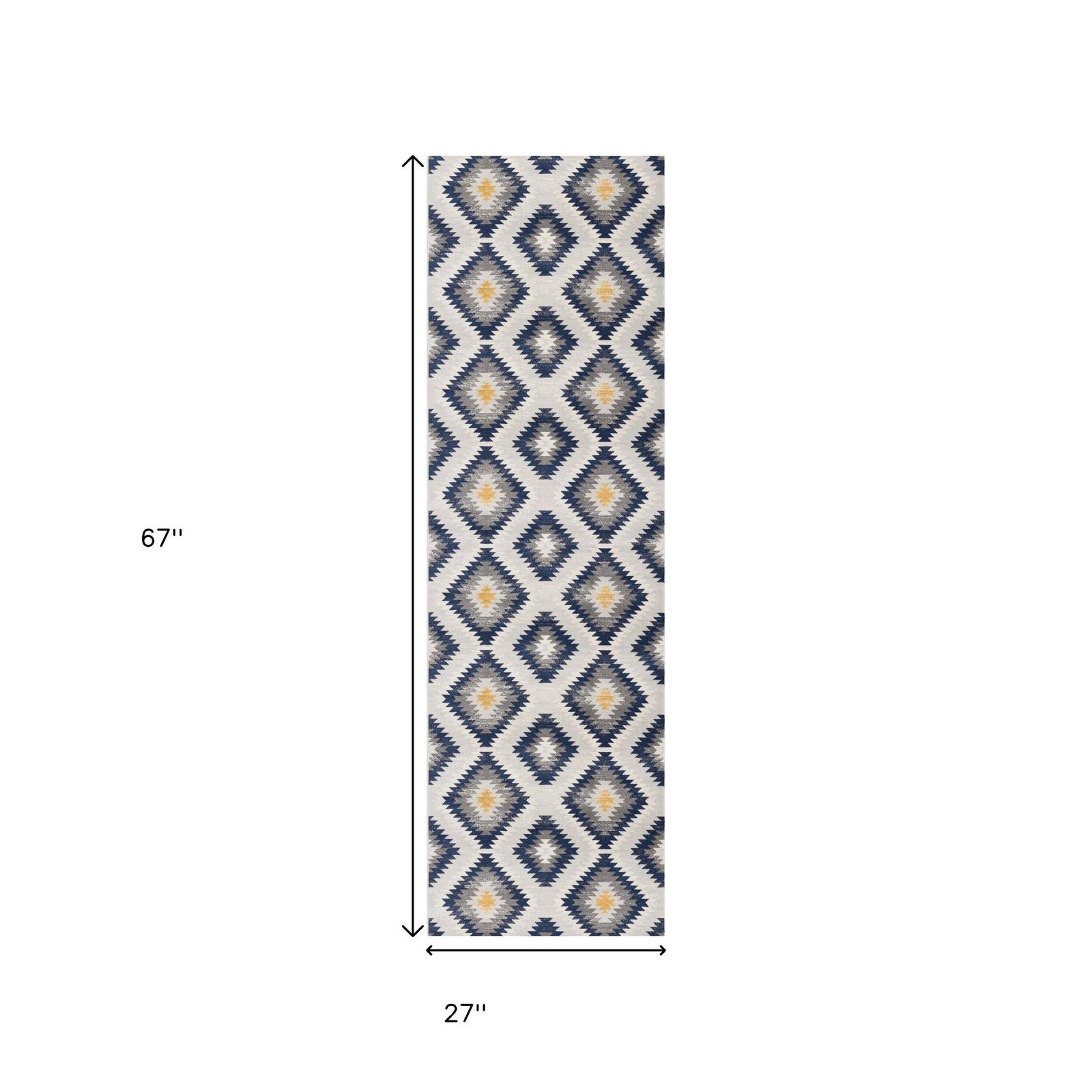 2′ X 6′ Blue Ikat Kilim Area Rug