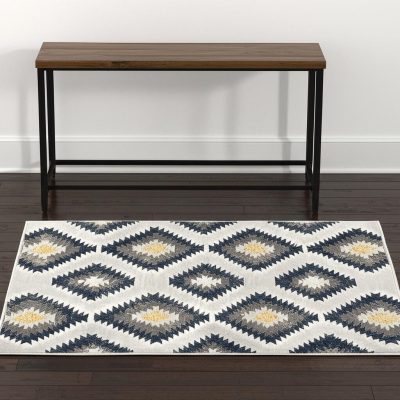 4′ X 6′ Blue Ikat Kilim Area Rug