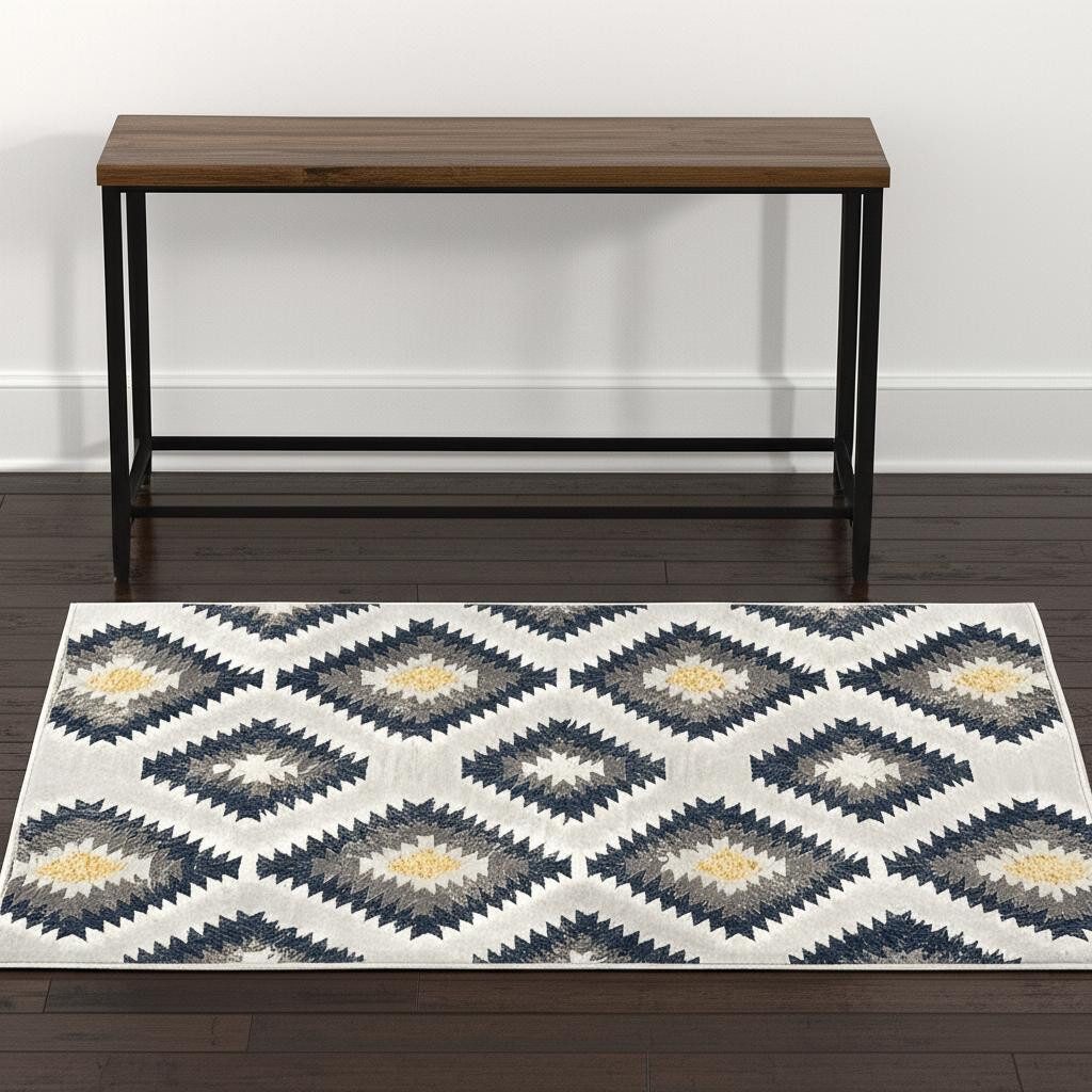 4′ X 6′ Blue Ikat Kilim Area Rug