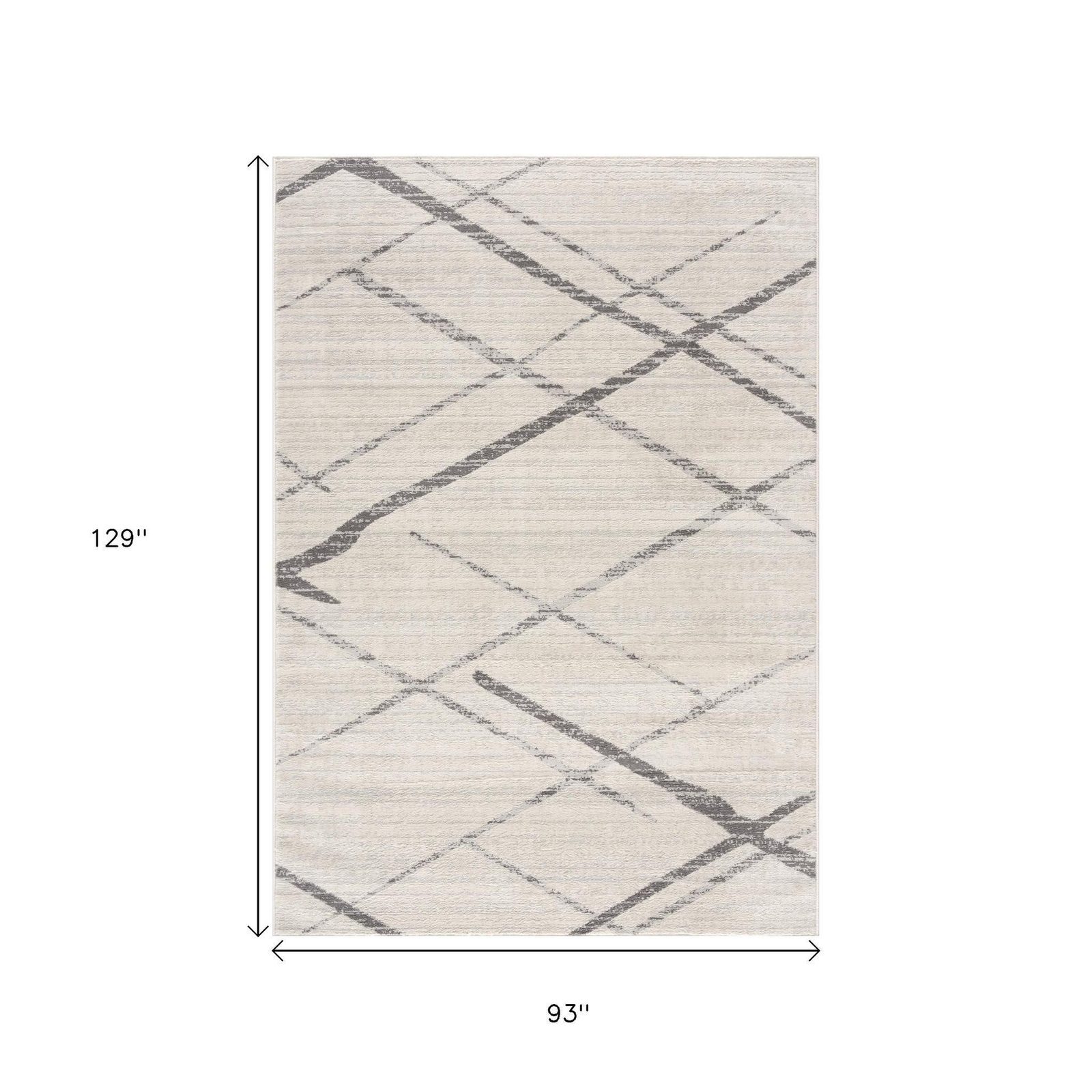 Gray and Ivory Modern Geometric Polypropylene Area Rug