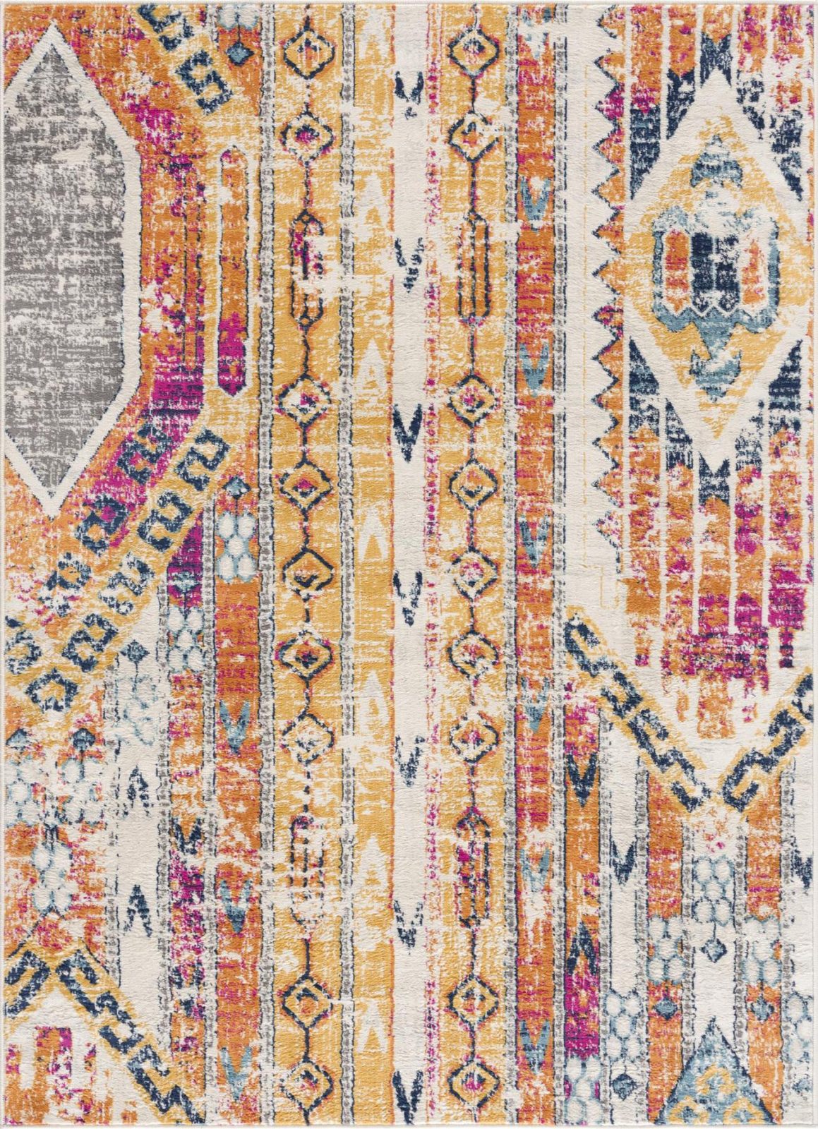 4′ X 6′ Gold and Ivory Southwestern Area Rug