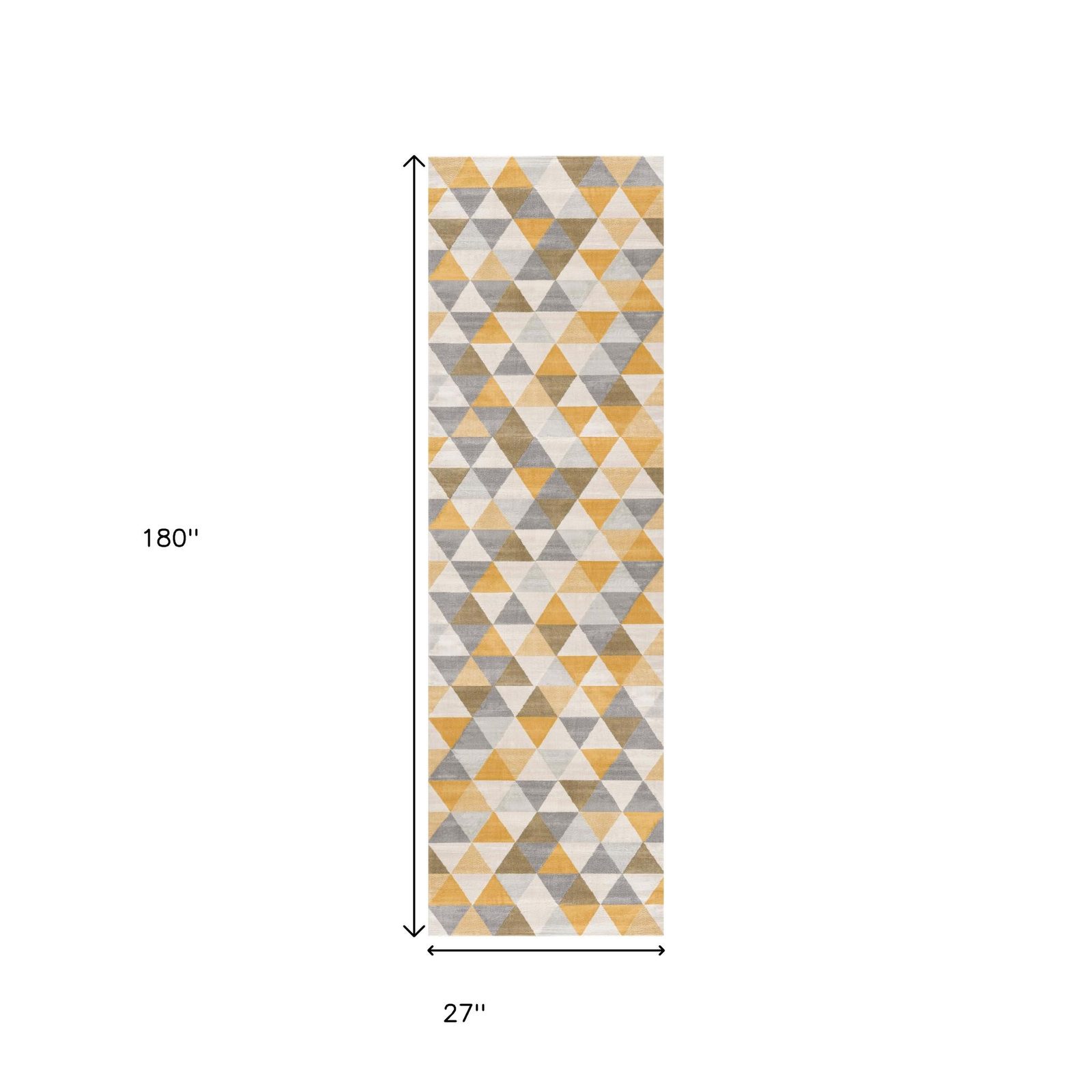 15′ Yellow And Ivory Geometric Runner Rug