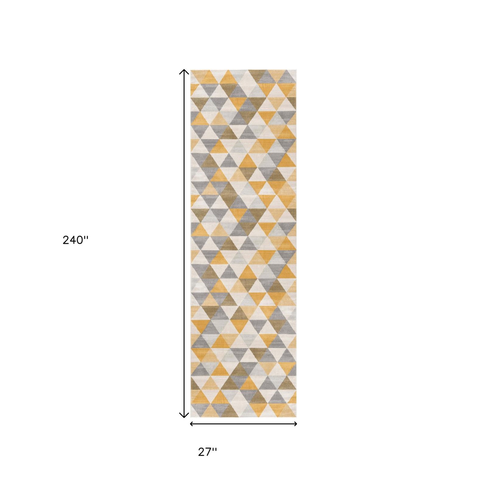20′ Yellow and Ivory Geometric Runner Rug