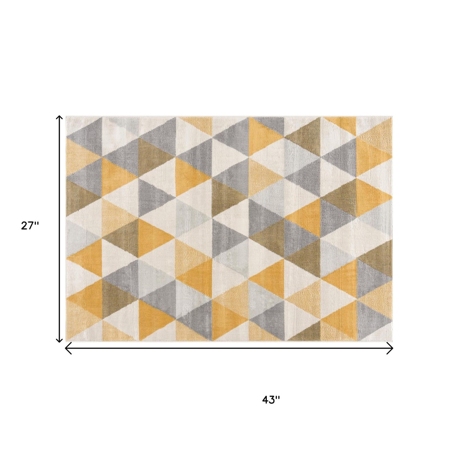 2′ X 4′ Yellow and Ivory Geometric Area Rug