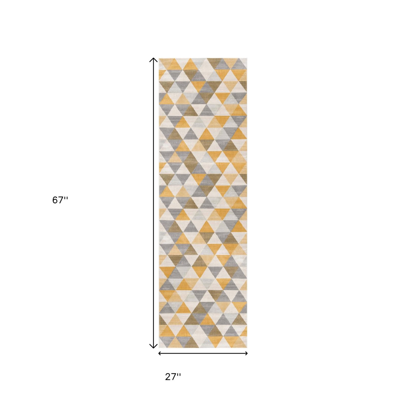 6′ Yellow and Ivory Geometric Runner Rug