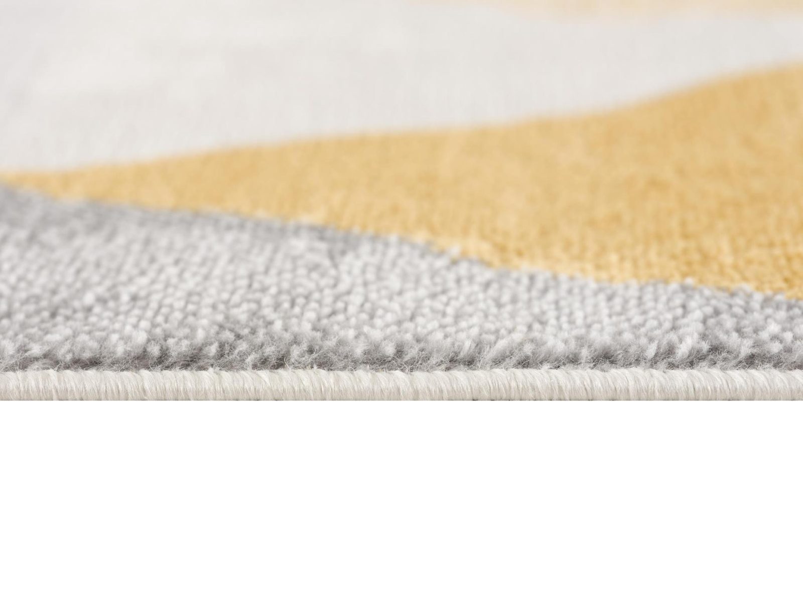 8′ Yellow and Ivory Geometric Runner Rug