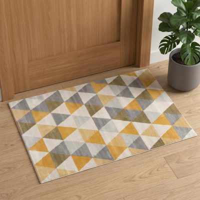 3′ X 5′ Yellow and Ivory Geometric Area Rug