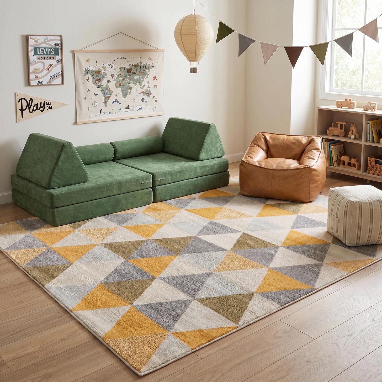 5′ X 7′ Yellow and Ivory Geometric Area Rug