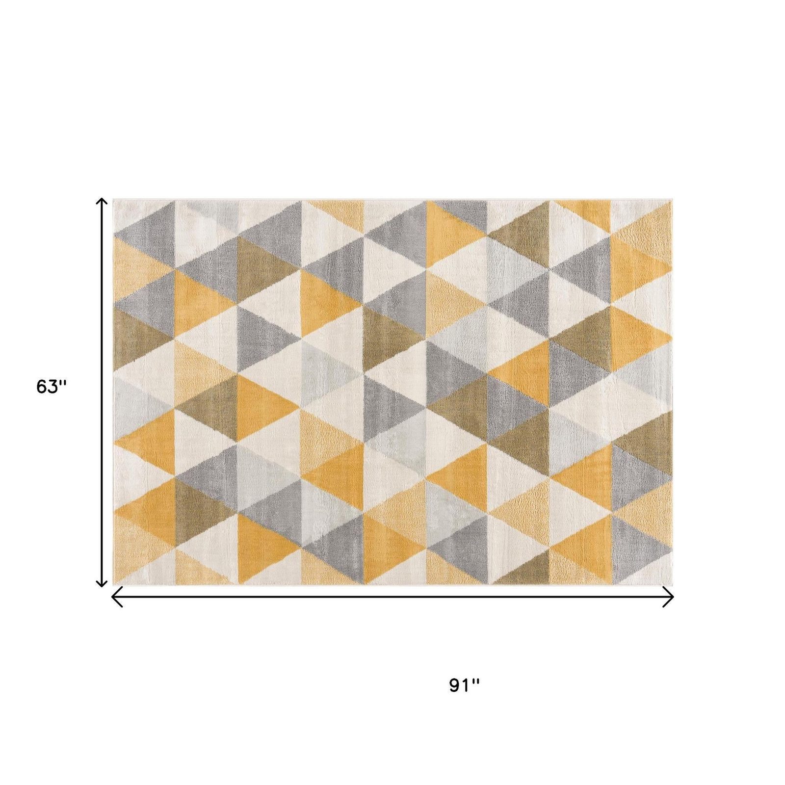5′ X 7′ Yellow and Ivory Geometric Area Rug