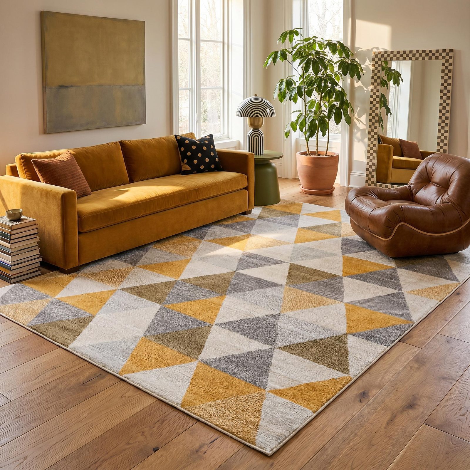 9′ X 12′ Yellow Geometric Area Rug