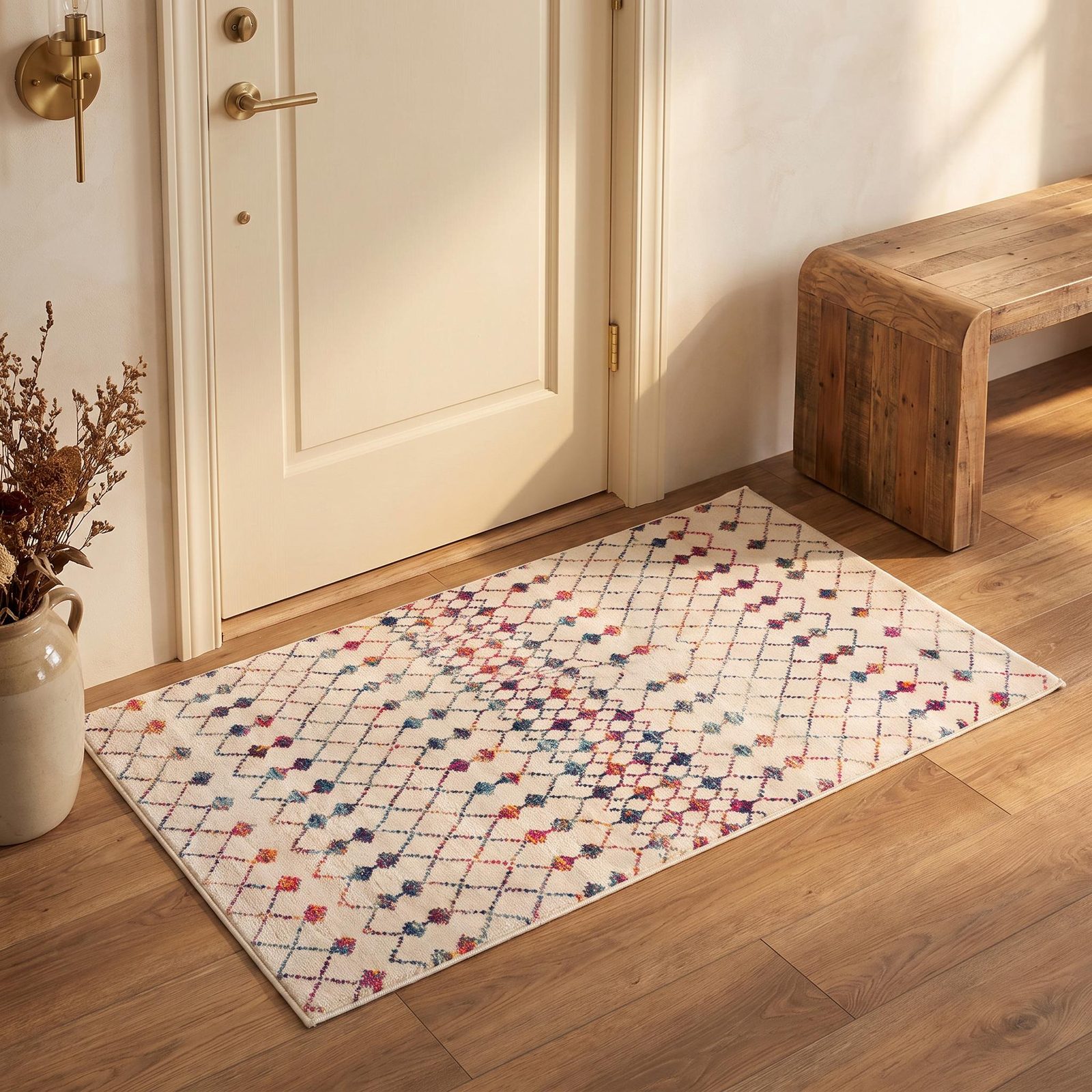 2′ X 5′ Cream Ikat Area Rug