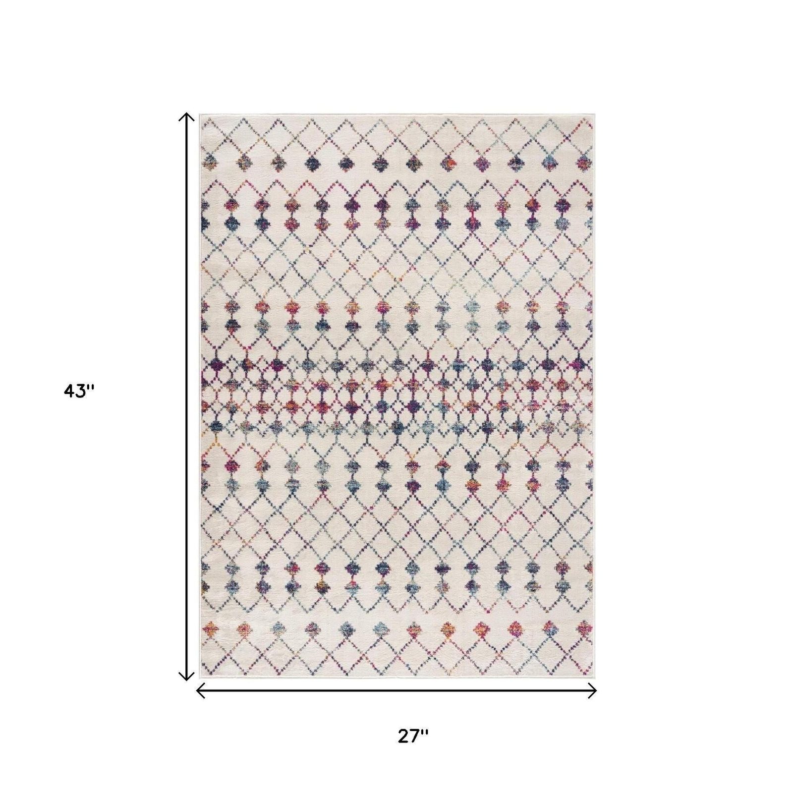 2′ X 5′ Cream Ikat Area Rug