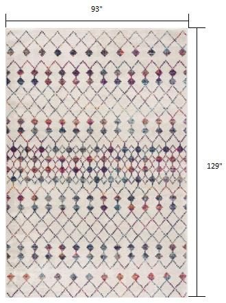 8′ X 11′ White Modern Geometric Grid Area Rug