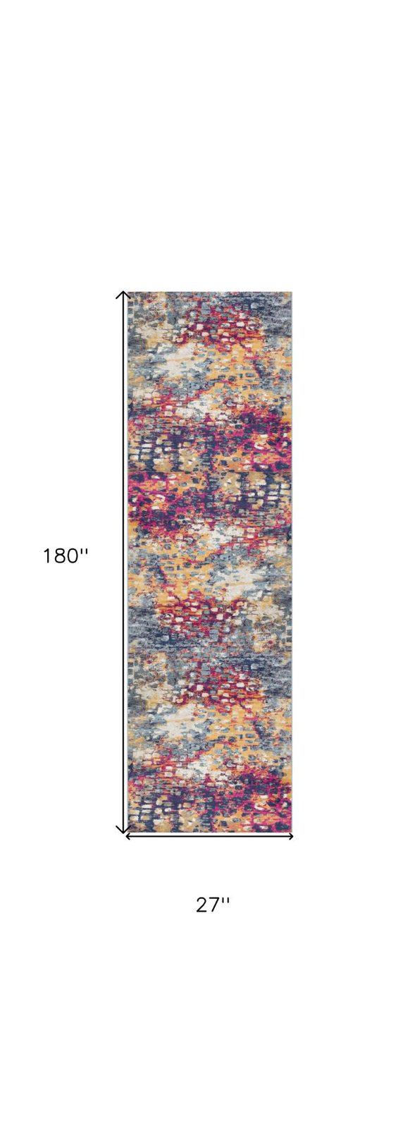 15′ Blue and Ivory Abstract Runner Rug