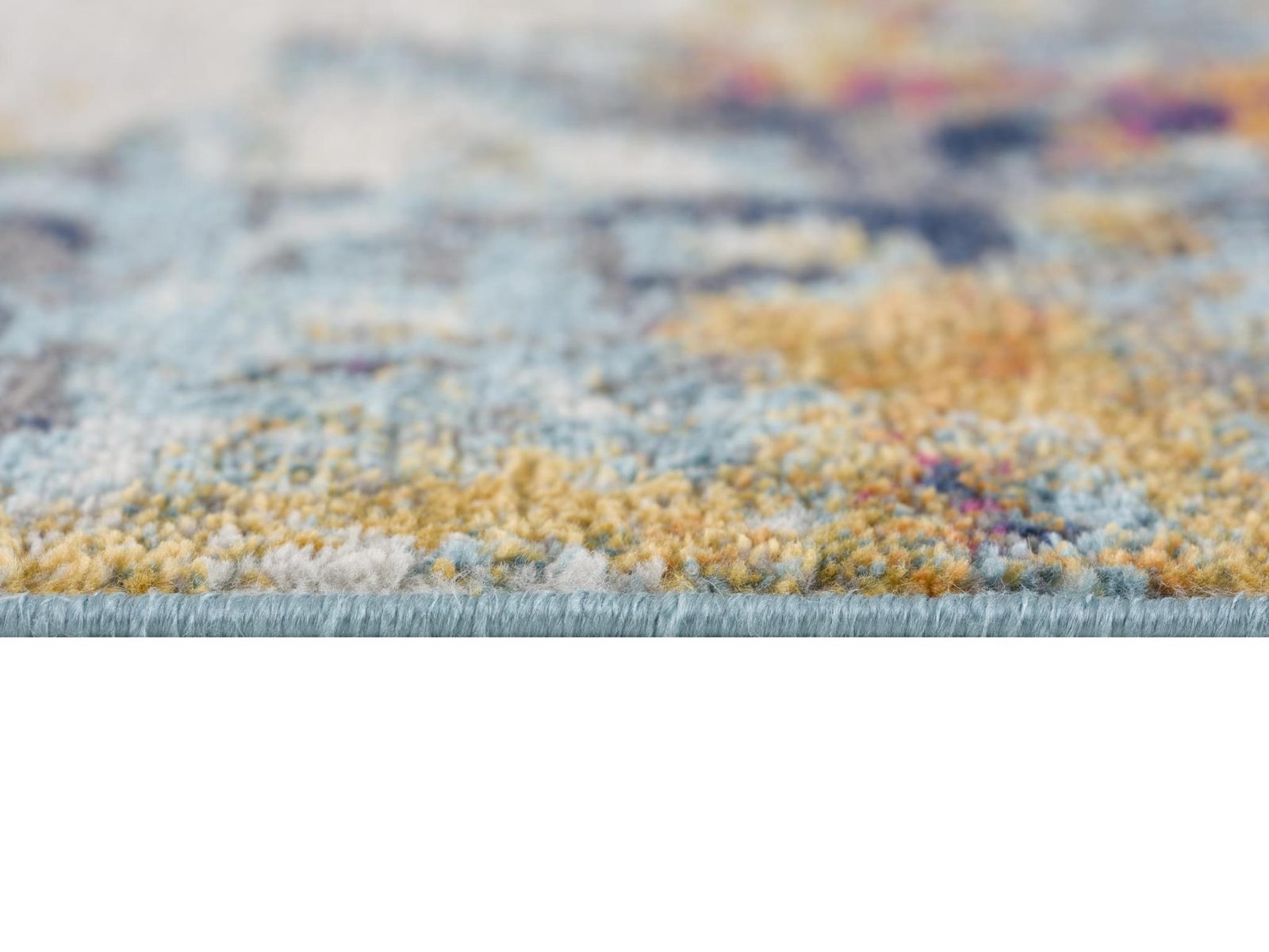 20′ Blue and Ivory Abstract Runner Rug