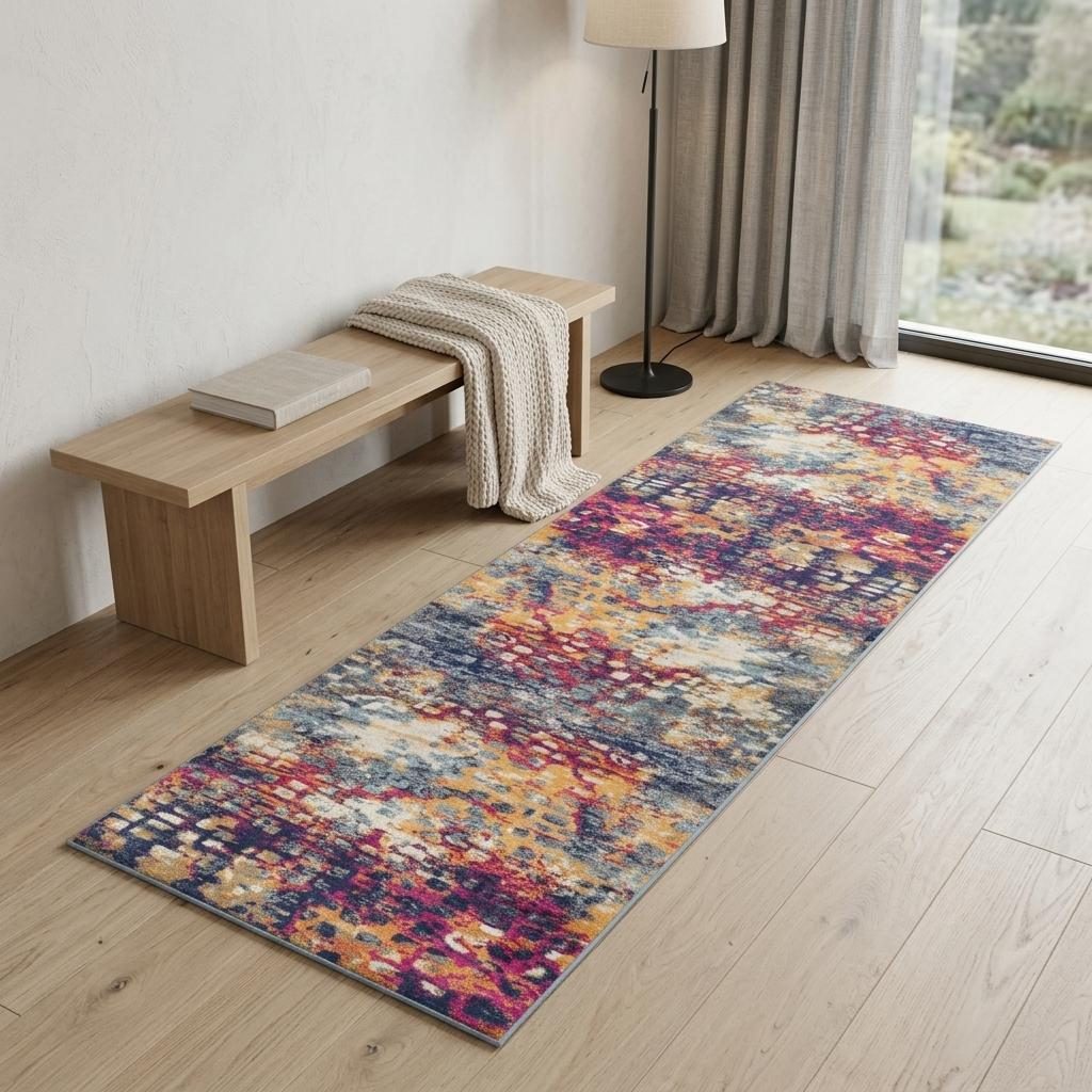 2′ X 5′ Blue and Ivory Abstract Area Rug