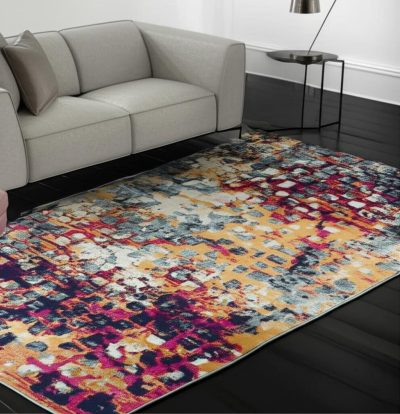 5′ X 7′ Blue and Gold Abstract Area Rug