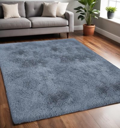 5′ X 7′ Gray Shag Non Skid Area Rug