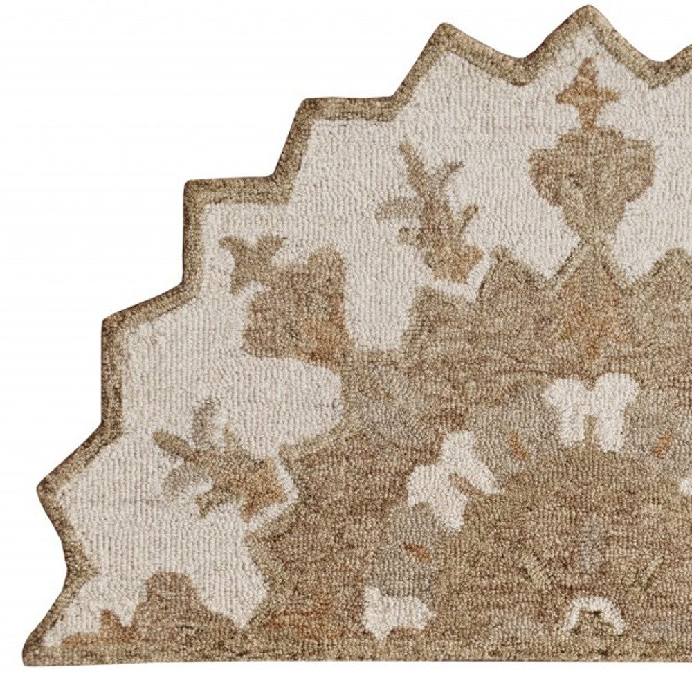 2′ X 4′ Wool Medallion Half Circle Area Rug