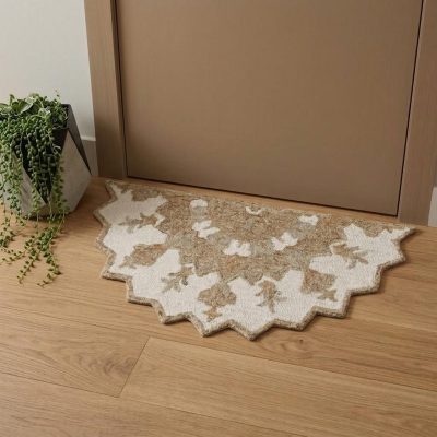 2′ X 4′ Wool Medallion Half Circle Area Rug