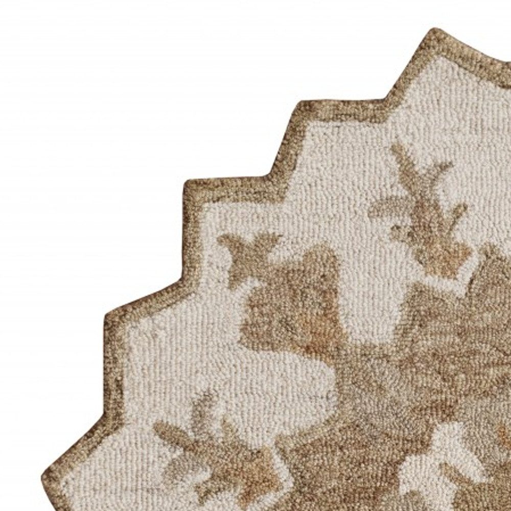 2′ X 4′ Wool Medallion Half Circle Area Rug