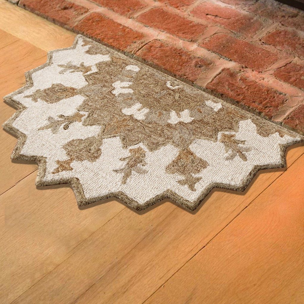 2′ X 4′ Wool Medallion Half Circle Area Rug