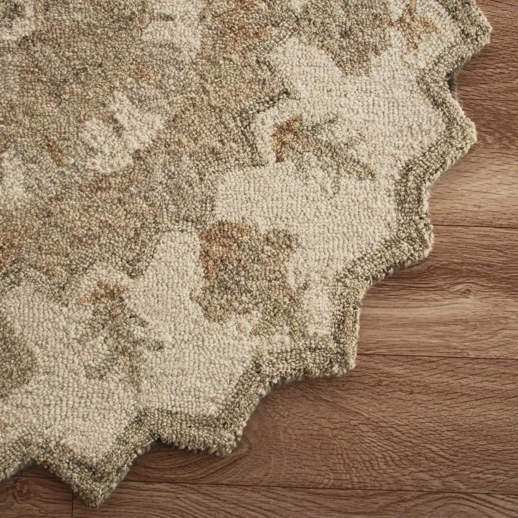 2′ X 4′ Wool Medallion Half Circle Area Rug