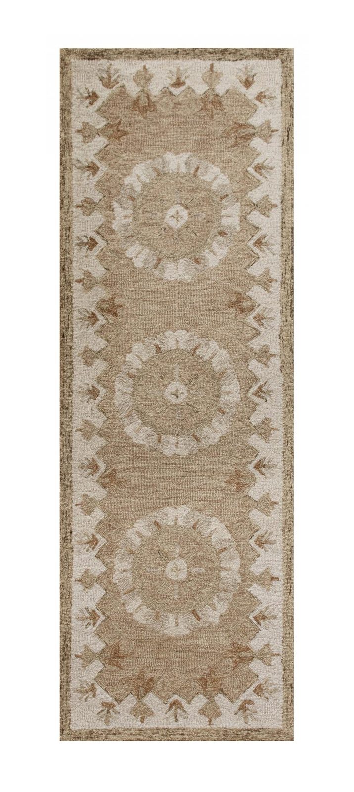 2′ X 7′ Tan Retro Modern Medallion Runner