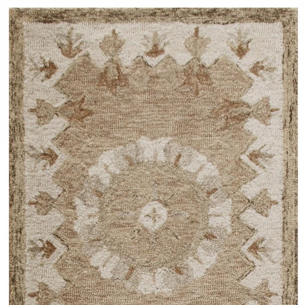 2′ X 7′ Tan Retro Modern Medallion Runner